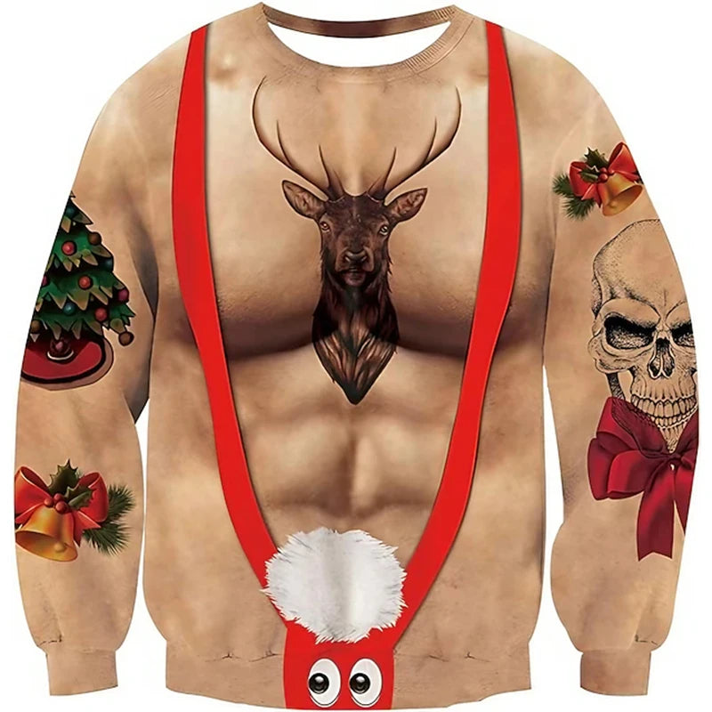 Reindeer Suspenders ugly Christmas sweater
